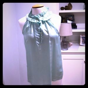 Mint green silky sleeveless blouse